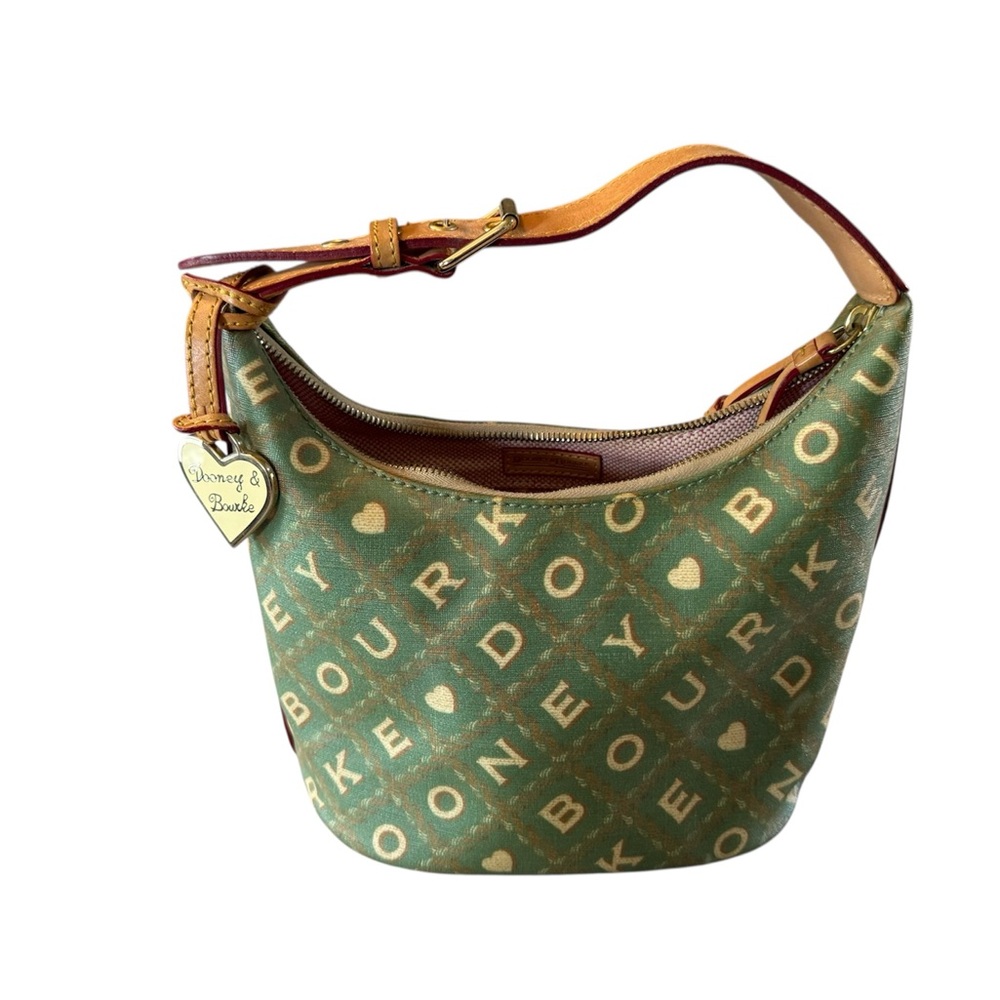 Vintage Dooney & Bourke Buckeye and Almond Coated Canvas Leather Bucket Bag